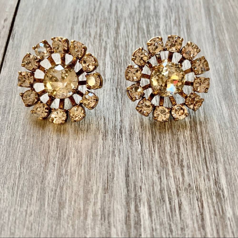J. Crew Crystal Button Earrings